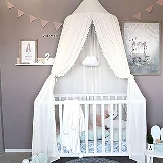 Bed Canopy for Children Round Dome Kids Mosquito Net Hanging Curtain Baby Indoor Outdoor Play Reading Tent Bedroom Nursery Decoration