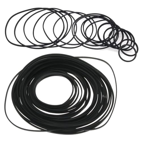 Wanfoou Universal-Gurte, 50 Stück, Mix Size Square Kassette Tape Machine Belt gemeinsamer Gürtel, Set von Gürtel aus Gummi Rekorder Riemen Kassette Band