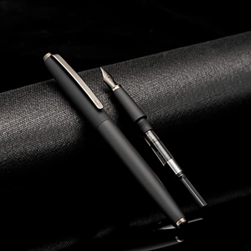 Hongdian 517D Matte Black Fountain Pen Extra Fine Nib, Warrior Series, Classic Design With Converter And Metal Box #TOP3