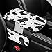 Forala Cow Print Car Center Console Cover PVC Leather Armrest Cushion with 2 Storage Bags Universal Car Armrest Seat Box Pad Car Interior Accessories Protector for Women Men (White Black)