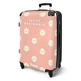 NoBoringSuitcases.com® Maleta de Viaje 67 cm 72L Personalizada - Maleta Mediana Rígida con Ruedas, Maleta para 20 kg de Equipaje con Estampado Margarita en 6 Colores, Apta para Viajar en Avión
