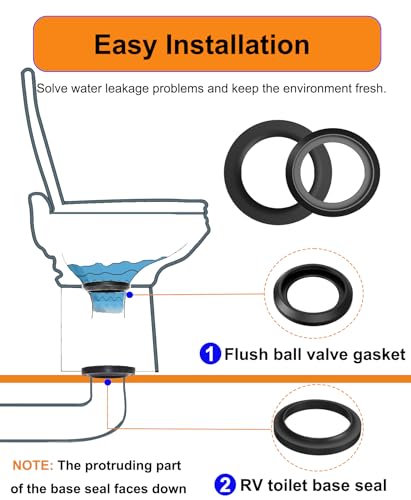 Image of RV Toilet Seal Kit Replacement for Thetford Toilet Parts - 34120 Leak Proof Waste Ball Seal and 12524 Floor Seal Kit, Fit for Aqua Magic Style Plus, Style II, Style Lite & Residence Toilets