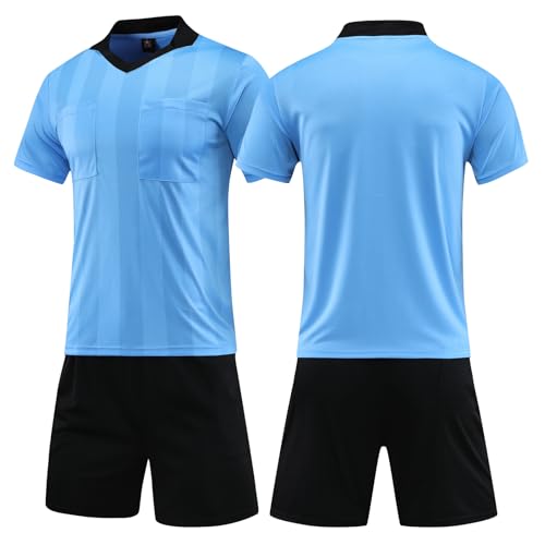ZIQICAI2007 Fußball-Schiedsrichter-Trikots, Schiedsrichter-Trikots Herren-Schiedsrichter-Trikots, Fußball-Schiedsrichter-Trikots. (Blau, XL)