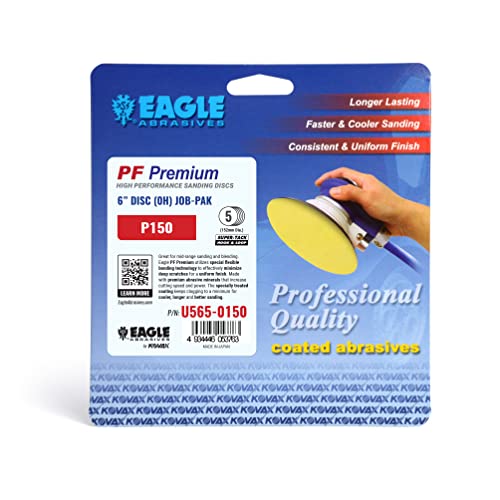 Eagle U565-0150 - 6 inch SUPER-TACK High Performance PF Premium Discs - Grit P150 - (Job-Pak) - 5 Discs/Pack - 1 Pack