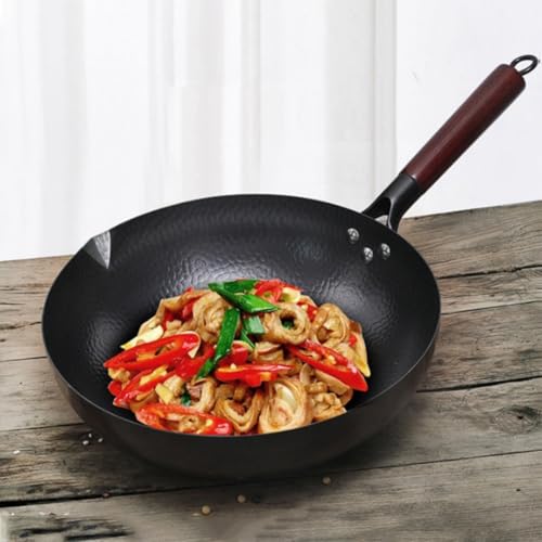 Wok de acero al carbono con tapa de madera 13 pulgadas miniatura 6