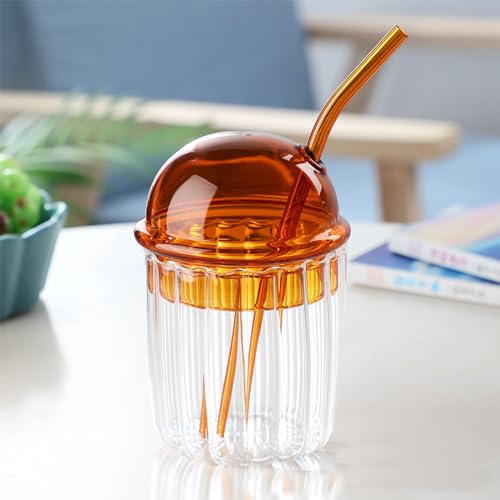 Verres à café glacé esthétiques avec paille et couvercle pour latte