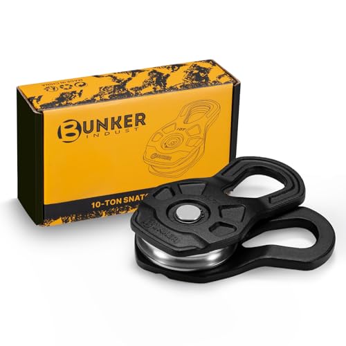 BUNKER INDUST 10 Ton Snatch Block, Recovery Winch Pulley Block Under 0.5" Diameter Synthetic Rope or Steel Cable - Heavy Duty Winch Accessories for Truck, ATV, UTV Offroad Recovery