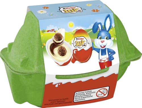 kinder Joy 2er Pack – Eine Hälfte mit leckerer Milch-, Kakaocreme und Knusperkugeln und die andere Hälfte mit toller Überraschung – Osterschokolade, Süßigkeiten zu Ostern – Ostergeschenk – 40g
