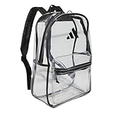adidas 2 Backpack (26L) See-Through Transparent Bag for Festivals and Concerts, Clear/Black, One Size