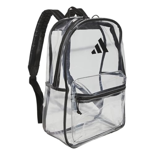 adidas 2 Backpack (26L) See-Through Transparent Bag for Festivals and Concerts, Clear/Black, One Size