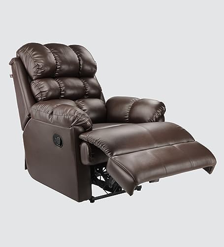 Image of Little NAP Single Amet Soft Leatherette Manual Recliner | Padded Seater Aram Sofa | Relaxing Chair for Home Office Movie Theater Room | Brown