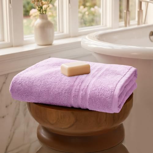 Image of MYTRIDENT Bath Towel for Men /Women | Comfort Living | Quick Drying | Travel Friendly | 1 Piece Large Size | 100% Cotton 400 GSM | 70 x 140 cms - Violet Sky