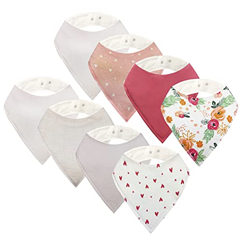 Image of MODERN BABY 8 Pack Bandana Bibs For Girls & Boys Drooler Baby Bibs Soft Absorbent