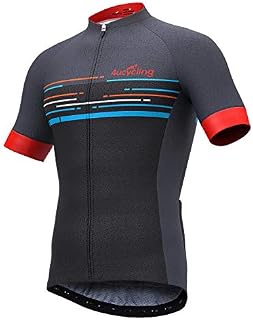 Men's Short Sleeve Cycling Jersey Full Zip Moisture Wicking, Breathable Running Top