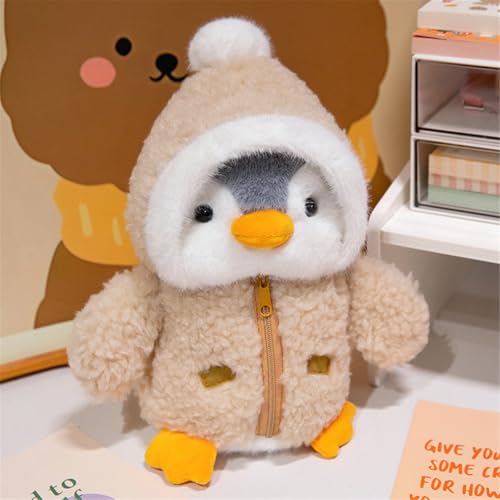 GLITZFAS Pinguin Kuscheltier, 25cm Cross-Dressing Pinguin Plüschtier Weihnachten Pinguin Stofftier Süße Pinguin Plüsch zum Kuscheln & Spielen für Kinder Weihnachts Geschenk (Khaki)