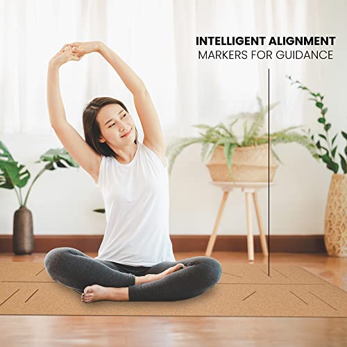 Floele Eco Friendly Yoga Mat (183 X 66 X 0.7 Cm) Extra Wide & Thick Exercise Mat - Non Toxic & Non Slip Yoga Mat With Strap, Cork Ball & Storage Bag #TOP4