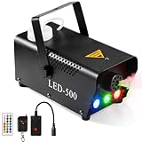 Máquina de humo de 500 W con efecto de luces LED RGB, con mando a distancia para Halloween, fiestas, bodas, escenarios