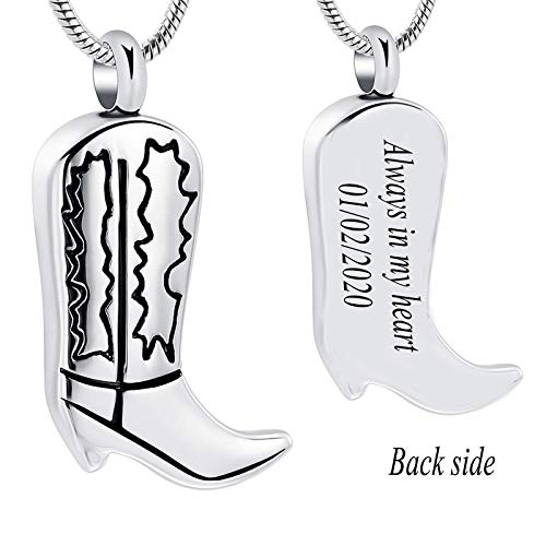 Yinplsmemory Cremation Jewelry for Ashes Cowboy Boot Charm Urn Necklace for Ashes Pendant Memorial Keepsake Urn Jewelry2
