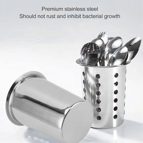 ZPSHYD Kitchen Stainless Steel Cooking Utensil Holder with Drainage Hole,Large Capacity Kitchen Utensil Caddy Cooking Tools Holder,Organizer(A) - Image 3