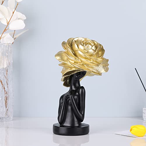 Dovdov Black And Gold African Statues And Sculptures, African-American Women Busts African Statues For Home Decor, Modern Living Room Decor, Office, Shelf, Console Decor Filling #TOP3