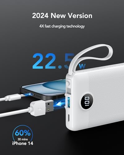 image for VRURC Power Bank for iPhone, 22.5W Fast Charging Phone Charge with Bui