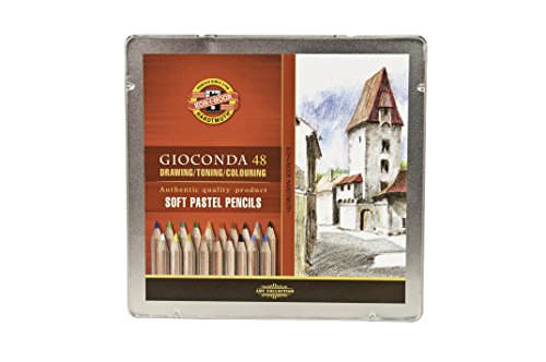Koh-I-Noor Gioconda Soft Pastel Pencil Set, 48/Each Packed in Tin, Assorted Colored Pencils (FA8828.48)