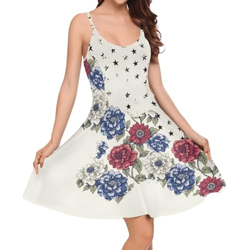Image of Cozeyat Women Girls Summer Sleeveless Dress Casual Swing Beach Cover Up Knee Length Dresses,Large Size XS-4XL