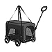 cadciehe Lightweight Foldable Pet Stroller, Breathable 360° Rotating Adjustable Handle Pet Carrier with Zipper Doors, Collapsible Pet Backpack for Small Dogs and Cats for Travel, Shopping, Park Outi