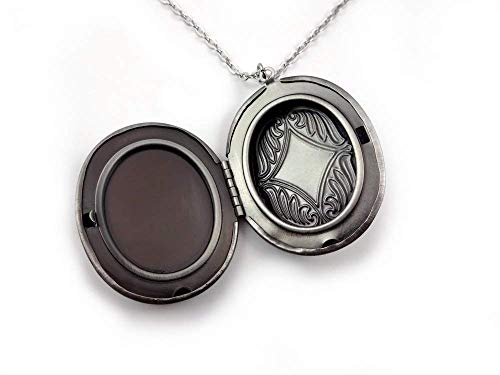 1 Synthetic Mexican Opal Dragons Breath Czech Glass Small Oval Locket in Silver, Copper or Gunmetal