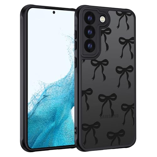 TUUTPU Coque pour Samsung Galaxy S22 5G, Étui Mat Translucide avec Motif de Nœud Arc Papillon Minimaliste Housse PC Dur Arrière Anti-Rayures + TPU Bumper...