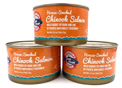 Fisherman's Kitchen Smoked Wild-Caught Chinook Salmon, 6 Ounce Ca...