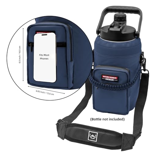 Image of NATURE PIONEOR Neoprene Insulated Water Bottle Holder with Shoulder Strap for Half Gallon 64OZ / One Gallon 128OZ Sports Water Jugs Bottles, Carrier /Pouch Sleeve for Outdoor Camping, Hiking, Fishing