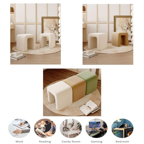 Taburete de tocador moderno para espacios pequeños con base de madera 4