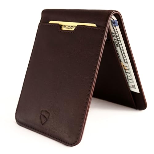 Image of Vaultskin MANHATTAN Slim RFID Blocking Bifold Leather Wallet for Men - Men's Leather Wallet, Front Pocket Minimalist Card Holder, Holds 9 Cards and Cash, Premium Italian Leather
