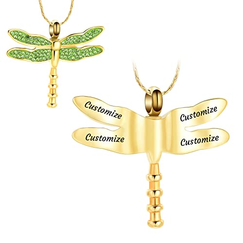 constantlife Cremation Jewelry Keepsake Dragonfly Shape Urn Pendant Memorial Ashes Holder Necklace with Gift Box