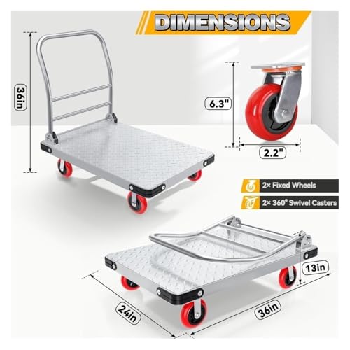 Carretilla Plegable de Plataforma con Ruedas Giratorias Freno miniatura 2