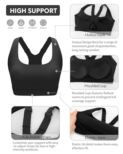 RUNNING GIRL High Impact Sports Bras for Women High Support Molded Cups, Adjustable Straps Sports Bra with Sewn in Pads3