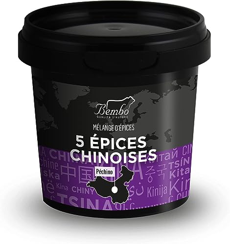 5 Épices Chinoises Bembo 60 g - Mélange Intense et Aromatique - Idéal pour les Côtes Levées et l’Épaule de Porc, le Poulet et les Viandes en Général - Sans Conservateurs et Sans Anti-Épaississants