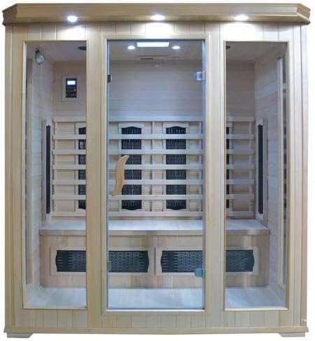BagnoItalia Sauna à infrarouge 175 x 135 cm en bois hemlock 4 places chromothérapie parfum radio I