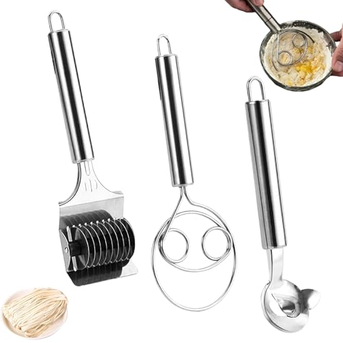 Image of 3-piece Multifunctional Pasta Maker Set, Household Kitchen Noodle Making Tool with Dough Cutter, Capable of Making Vegetable Noodles and Vermicelli for Daily Cooking