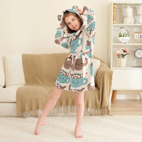 Kids Bath Robe Girls Hot Cocoa Pattern Hooded Robe For Kids4