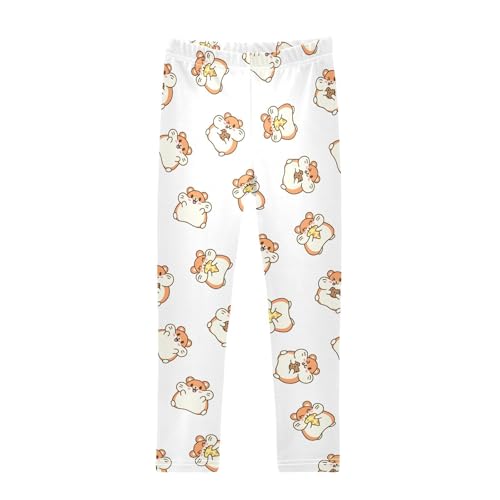 ZZKKO Girls Leggings Cute Kawaii Hamster Toddler Girls Clothes Leggings for Girls Toddler Girls Leggings 3-4T