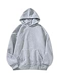 pulli grau herren Kragen: mit Kapuze GORGLITTER Damen Einfarbig Kapuzenpullover Hoodie Pulli Sweatshirt mit Kapuzen Klassic Kapuzensweatshirt Langarmshirt MTI Tasche Hellgrau M