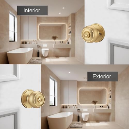 Boutons de porte en laiton doré et verrou pour l'intimité de la salle de bain