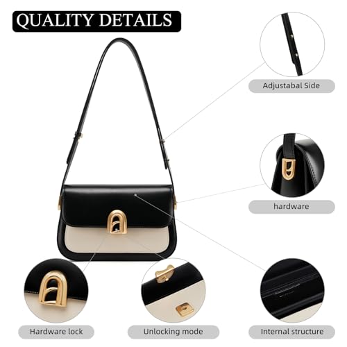 LA'FESTIN Genuine Leather Shoulder Purse for Women, Designer Handbag with Adjustable Strap, Going Out Crossbody Bag4
