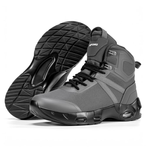 Image of Military Tactical Boots Men Wide Waterproof 6 Inches | Non Slip Side-Zip Combat Hiking Work Boots Lightweight Durable