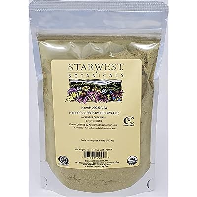 Starwest Botanicals Organic Hyssop Herb Powder, 4 Ounces