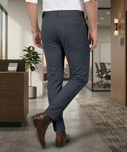 Image of Mehrang Men's Stretchable Stretchable Formal Pant Trousers | Stylish Slim Fit Men's Wear Trousers for Office or Party | Polycotton Knitted Fabric