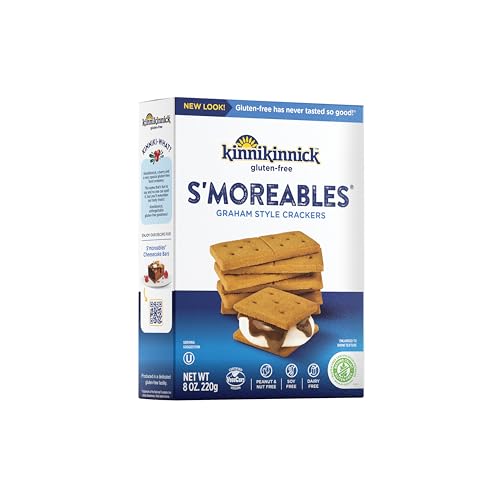 Kinnikinnick Gluten Free S'moreables Graham Style Crackers, 8 oz Box, Allergy Friendly, Vegan,...