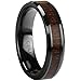 Black Ceramic Ring With KOA Wood Inlay by CERAMIC GESTALT - 6mm. Comfort Fit.